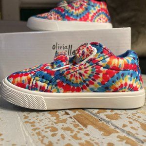 Olivia Miller OMG Tie-Dye Sneaker Velcro Girls Toddler Size 5 NIB Blue Multi